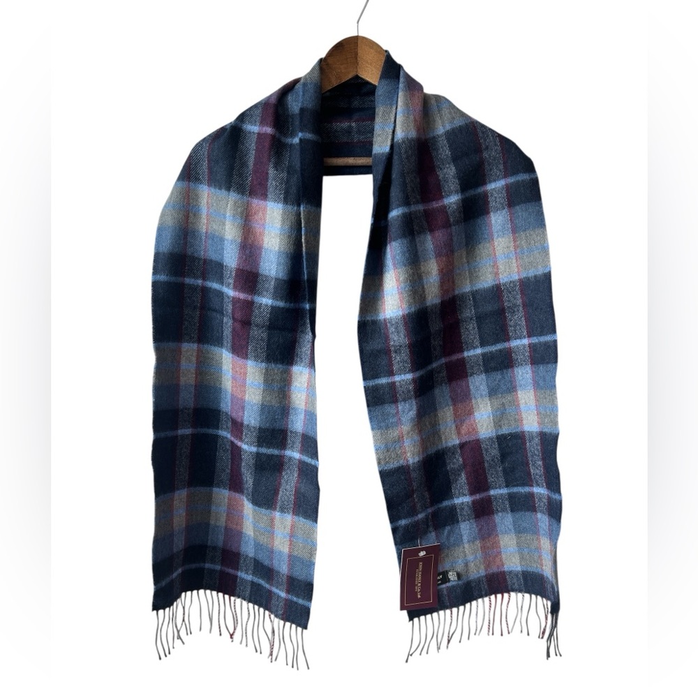 NWT John Hanly & Co. Ltd. Extra Fine Merino Wool Plaid Scarf